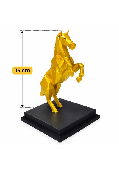 Dekoratif Altın Renkli Şaha Kalkmış At Biblo 15 Cm Modern Tasarım Masa Ve Raf Dekoru .