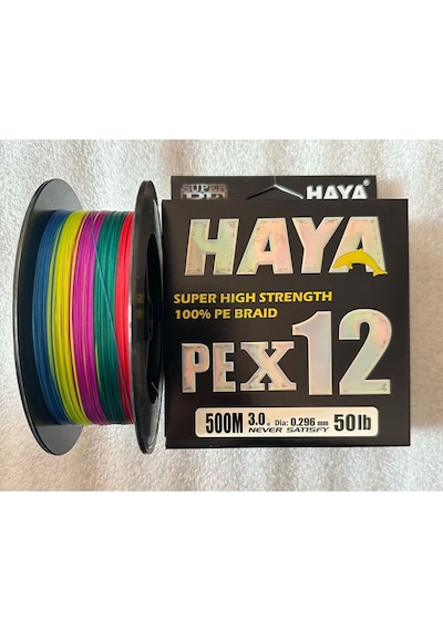 Pex12 12 Katlı Örgü İp Misina - 500 Metre 0.296mm 50lb Multicolor