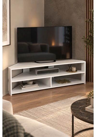 Sulorahome Beyaz Köşe Tv Ünitesi 140 Cm Sulorahome Beyaz Köşe Tv Ünitesi 140 Cm