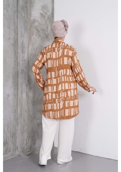 Polologin Butik Kahverengi Çizgili Tunik Ve Krem Pantolon Takım Kahverengi & Krem Polologin Butik Kahverengi Çizgili Tunik Ve Krem Pantolon Takım Kahverengi & Krem