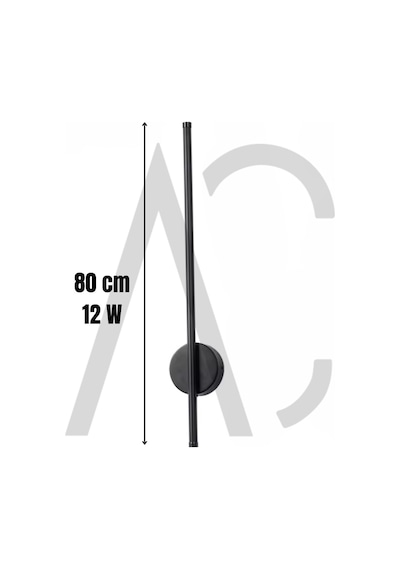 12w 80 Cm Siyah Dikey Aplik - Gün Işığı 4200k Siyah