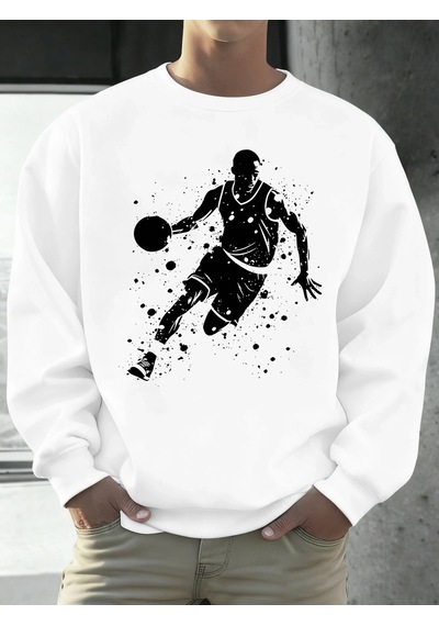 Startmore Tarzsokak Mükemmel Basketbol Oyuncusu Baskılı Erkekler Kapüşonlu Üst Klasik Sıcak Günlük Kazaklar Rahat Beyaz