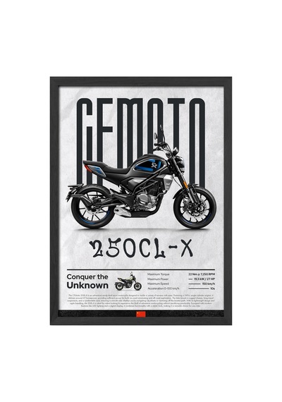 Cfmoto 250 Cl-x Siyah Ahşap Çerçeveli Poster, Dekoratif Motosiklet Duvar Tablosu
