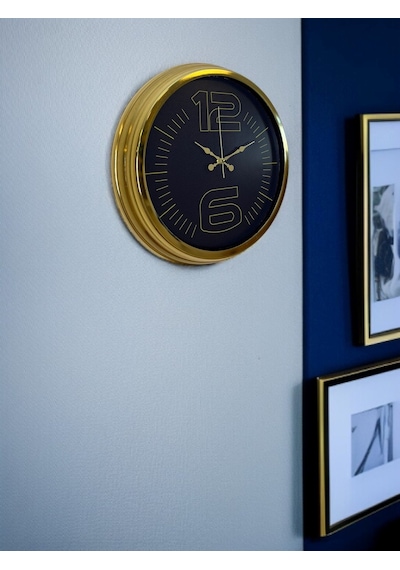 Elite Luxury Gold 40 Cm Metal Duvar Saati Çok Renkli