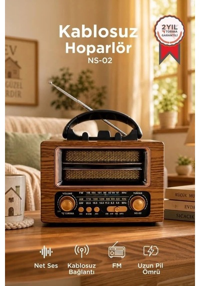Premium Bluetooth Hoparlör Nostaljik Radyo Speaker Ns02 Altın Günün Hediyesi Hobi Ürünü Müzik