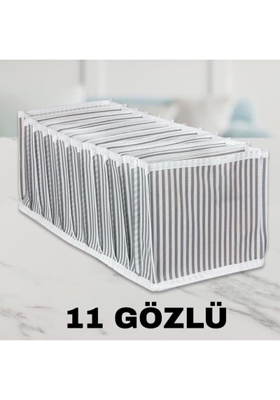 Tr Çekmece İçi Akordiyon Bölmeli Bez Düzenleyici Organizer, 10 Gözlü Kumaş Katlanabilir 2 Diğer