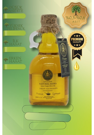 Zeyrazade Premium Erken Hasat Soğuk Sıkım Natürel Sızma Zeytinyağı 500 ML