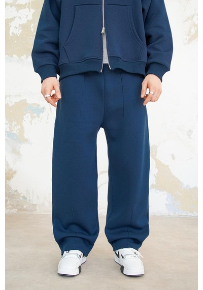 Lacivert Cozy Basic Pileli Baggy Eşofman Lacivert