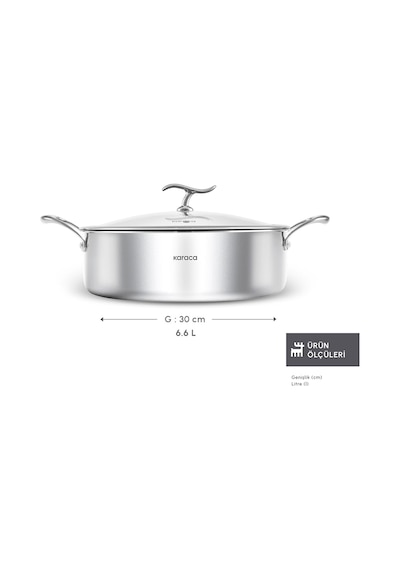 Karaca Plasma Steel 316+ 3Ply Yanmaz Yapışmaz Çelik Karnıyarık Tencere 30 cm