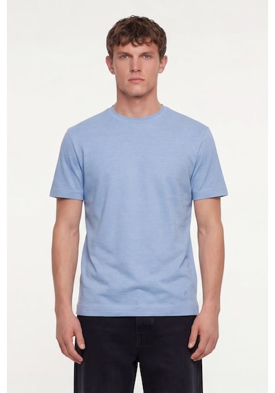 Sabri Özel Erkek Mavi Normal Kesim Regular FitPamuk Dokuma Bisiklet Yaka Basic T-shirt