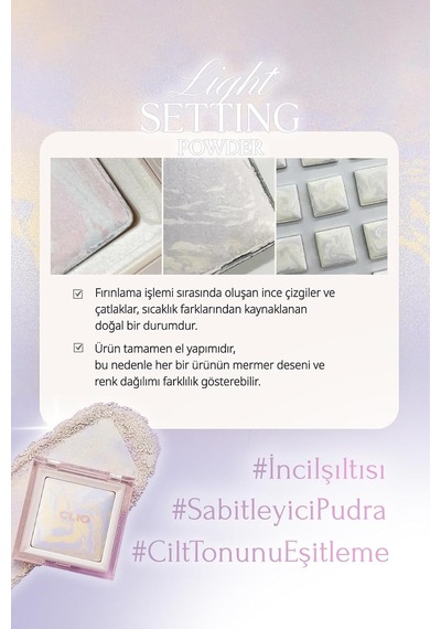 Ton Eşitleyici & Sabitleyici, İnce Yapılı, Işıltılı Pudra Light Setting Powder 01 Lavender Wave Diğer