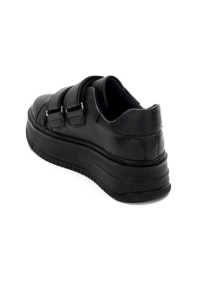 Kadın Kalın Tabanlı Cırtlı Günlük Spor Ayakkabı Sneakers Siyah