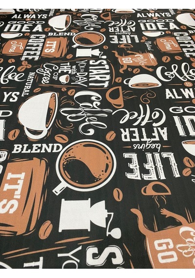 Enesar Home Coffee Kahve Desenli Kumaş Kırlentlik Döşemelik Kumaş Dijital Baskı 100 x 140 cm