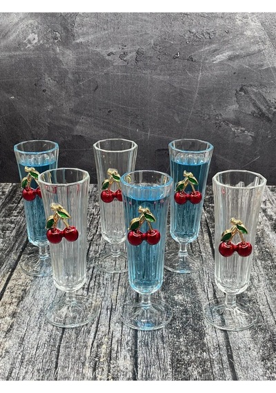 6 Lı Kristal Cam Kiraz Kahve Yanı Bardağı Su Bardak 150ml