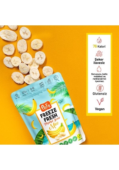 Pol's Freeze Fresh Muz 20 G X 3 Adet Freeze Dry Dondurularak Kurutulmuş Meyve 20 G