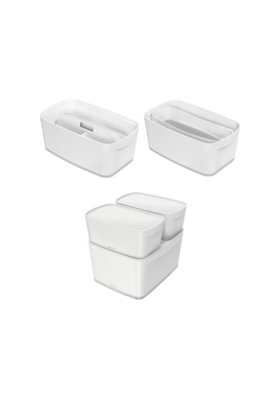 A5 Mybox Kapaklı Küçük Saklama Kutusu, 5 L, Parlak Görünüm, Plastik, Beyaz/gri, 52191001 Cok Renkli