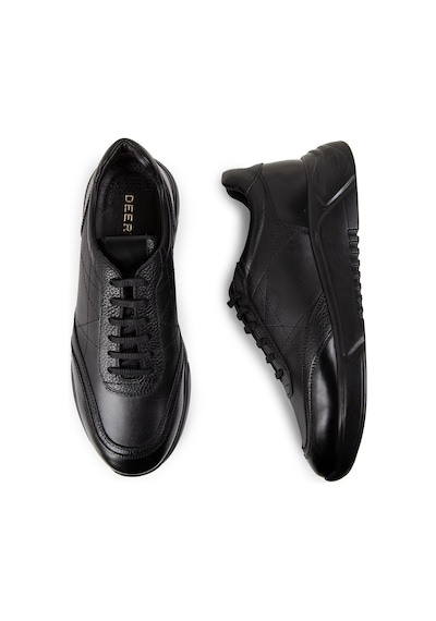 Deery Hakiki Deri Siyah Erkek Sneaker Ayakkabı - 01962Msyhe01 Siyah