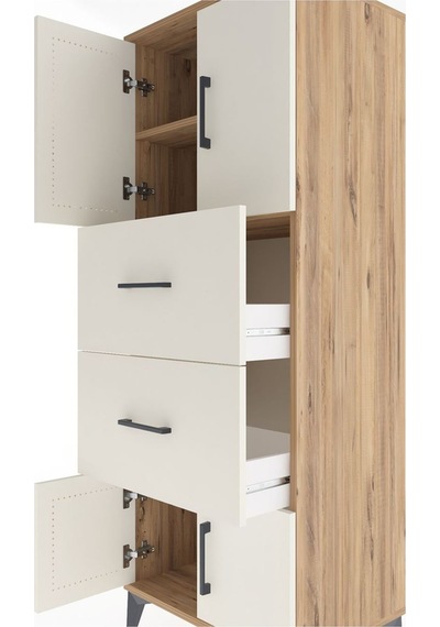 Hyperion Dolap 2 Raflı 2 Çekmeceli 4 Kapaklı 60x44x163 Çam-ay... Çam
