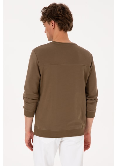 U.S. Polo Assn. Erkek Bisiklet Yaka Regular Fit Haki İnce Sweatshirt 50315455-VR027
