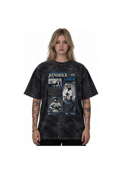 Kendrick Lamar Rapper Şarkıcı Baskılı Unisex Oversize Vintage Ret Siyah