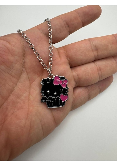 Dark Angel Hello Kitty Figürlü Kolye 60 Cm Zincirli Gotik Ve Sevimli Takı Çok renkli