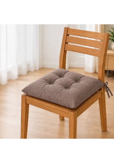 Bağcıklı Sandalye Minderi 40 40 4 Cm Kahve Çok Renkli