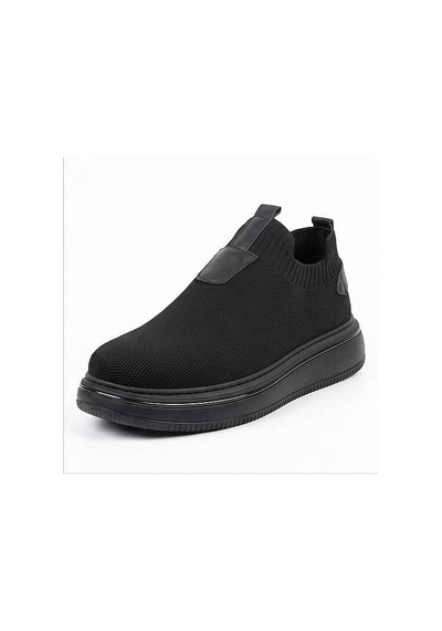 Daytex 1111 Erkek Slip-on - Full Triko Örgü Sportif Kalın Eva Taban Sneaker Siyah