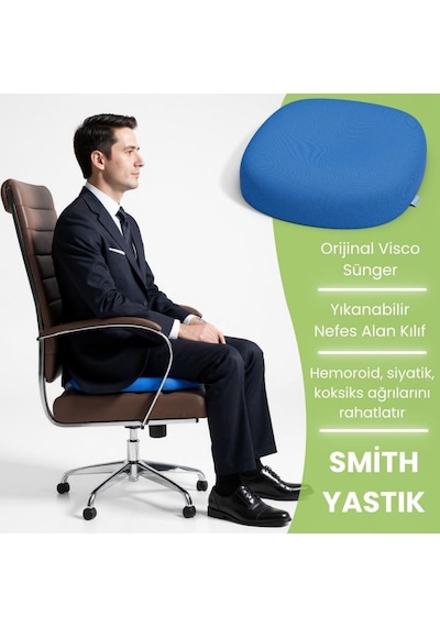 Smith Visco Oturma Simidi Ve Minderi Yastık, Ortopedik, 45 X 44 X 8, Açık Mavi Diğer