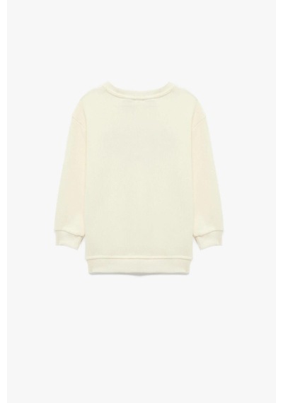 Koton Erkek Bebek Lisanslı Snoopy Baskılı Uzun Kollu Pamuklu Sweatshirt Ekru