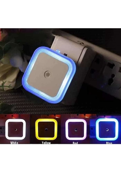 Fotoselli Led Gece Lambası, Mavi Renk Sensörlü Gece Lambası, 1 Watt Mavi Renk Led Gece Lambası Mavi