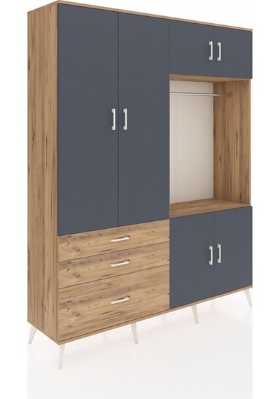 Hyperion Gardrop 7 Raflı 3 Çekmeceli Tek Askılı 176x44x221 Çam-antrasit/çam Antrasit/çam Hyperion Gardrop 7 Raflı 3 Çekmeceli Tek Askılı 176x44x221 Çam-antrasit/çam Antrasit/çam