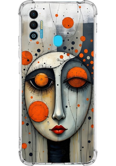 Tecno Spark 7 İle Uyumlu Köşe Korumalı Kılıf Metamorfoz Focus Tasarımlı Uv Baskılı Şeffaf