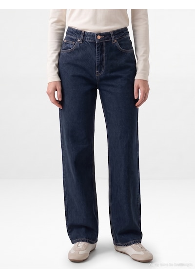 Dilvin 72369 %100 Pamuk Wide Leg Jean-lacivert