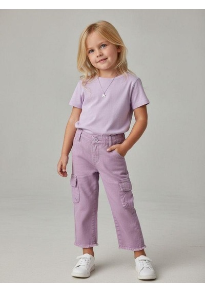 Zekids Kız Bebek Beli Lastikli Yumuşak Dokulu Pantolon-16727 Lila