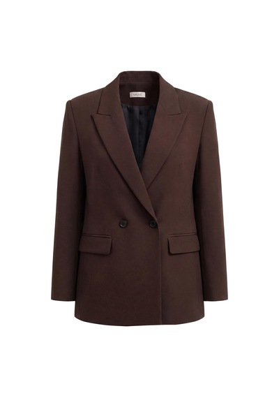 Nauvè Kruvaze Oversize Vatkalı Blazer Ceket Kahverengi