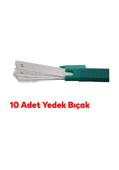 Maket Bıçağı Ergonomik Kaliteli Dayanıklı Çok Amaçlı Sağlam Bıçak 10 Yedek Bıçağı