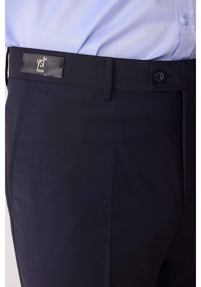 Erkek Lacivert Regular Fit Yün Karışımlı Kumaş Pantolon
