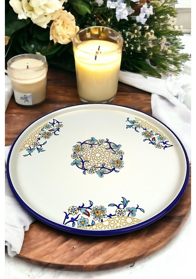 36 No Sunum Servis Tabağı Tepsisi Supla Pasta Tabağı Servis Tabağı Çeyiz Hediye 36cm Çok Renkli