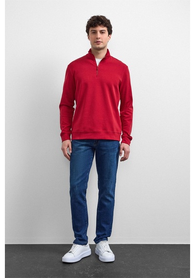 Backandbond Kırmızı Regular Fit Yarım Fermuarlı Sweatshirt