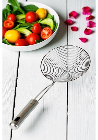 Kitchen Design Lab Metal Saplı Kevgir Seti, 18-16 Cm Çap, 2'li Set, Gri Diğer
