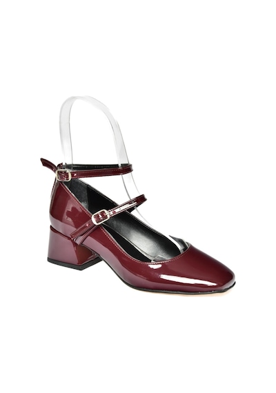 Fox Shoes R654037208 Bordo Rugan Kalın Topuklu Kadın Ayakkabı Bordo