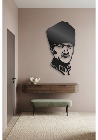 Atatürk Metal Duvar Tablosu - Duvar Sanatı - Duvar Dekoru - Siyah