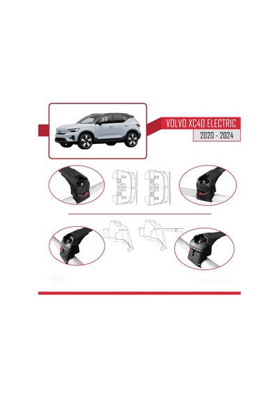 Volvo Xc40 Elektrikli 2020 Ve Sonrası İle Uyumlu Ace-2 Ara Atkı Tavan Barı Siyah