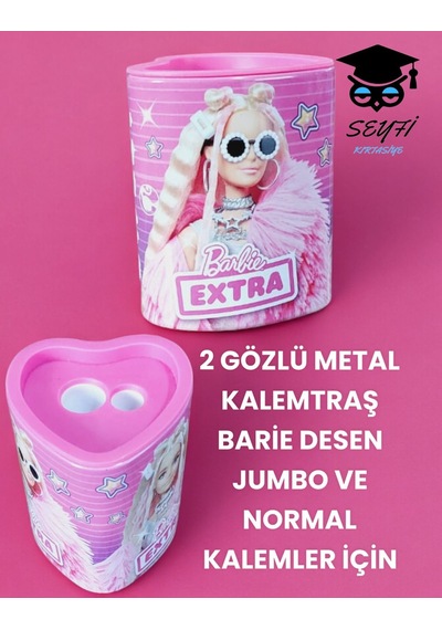 2 Gözlü Metal Kalemtraş Barie Desen Jumbo Ve Normal Kalemler İçin
