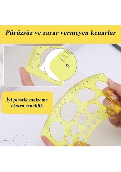 Daire Şablonu Cetveli 1-36 MM 24 Cm Şeffaf