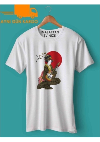 Geyşa Gitar Baskılı Tişört Tshirt Ücretsiz Kargo