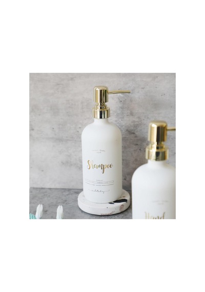 Beyaz Cam Şampuan Şişesi - 500 Ml Shampoo Beyaz Beyaz