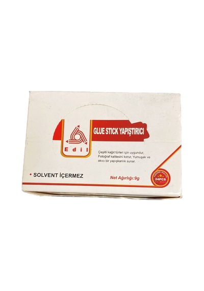 Edil Glue Stick Yapıştırıcı 9g - 24'lü Kutu Solvent İçermez Çeşitli Kağıt Türleri İçin