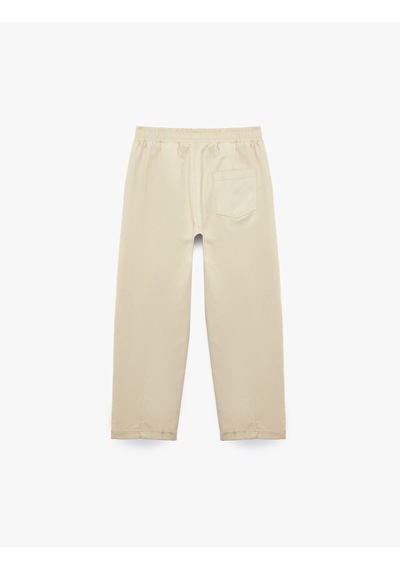 Koton Balon Pantolon Oversize Pile Detaylı Pamuklu Bej 7wkb40015tw Ekru