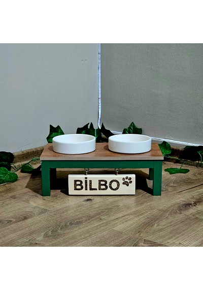 Tekir Store Özel İsimli Kedi & Köpek Mama Su Kabı Seramik Kase İkili